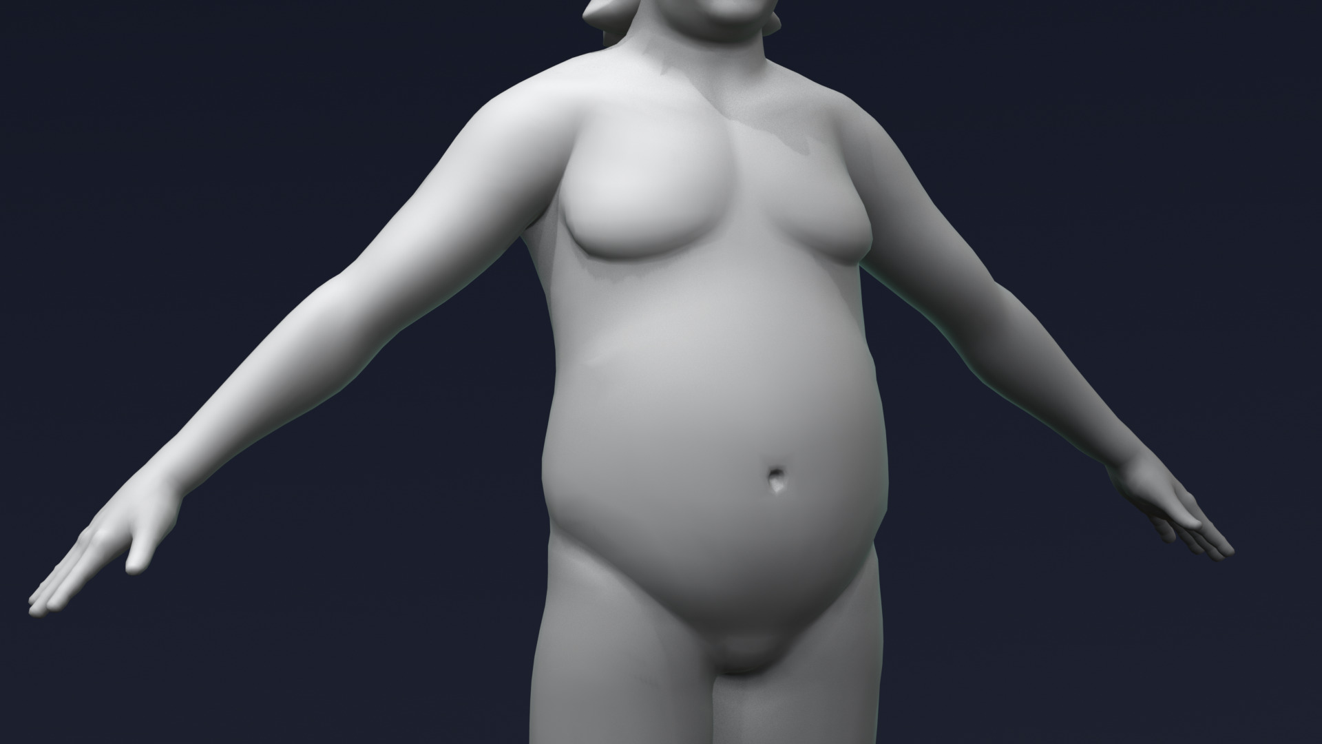 Stylized Fat Male Body Base Mesh Rigged with IK FK Switch Low-poly 3D model_12