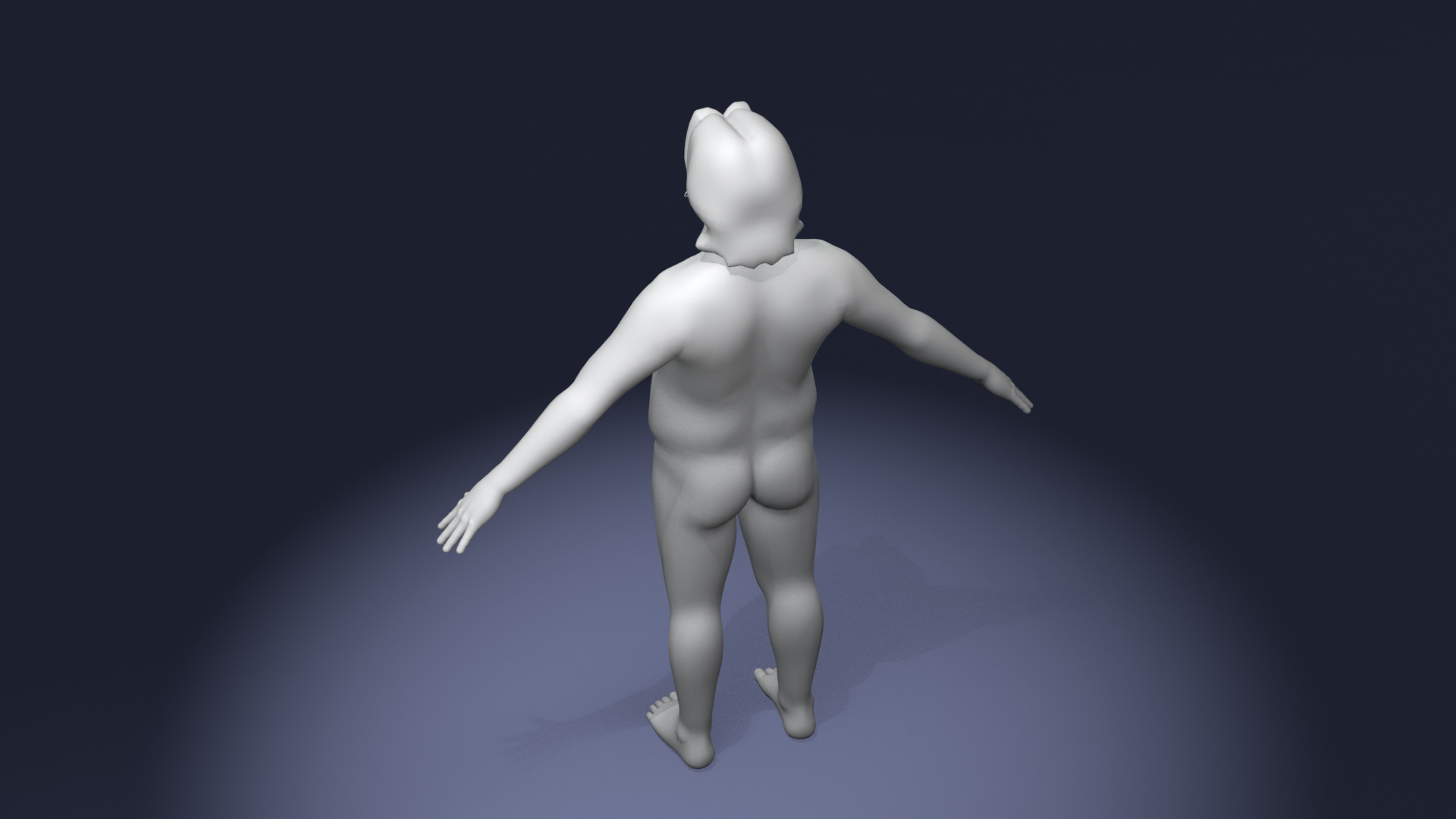 Stylized Fat Male Body Base Mesh Rigged with IK FK Switch Low-poly 3D model_11