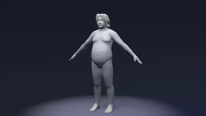 Stylized Fat Male Body Base Mesh Rigged with IK FK Switch Low-poly 3D model