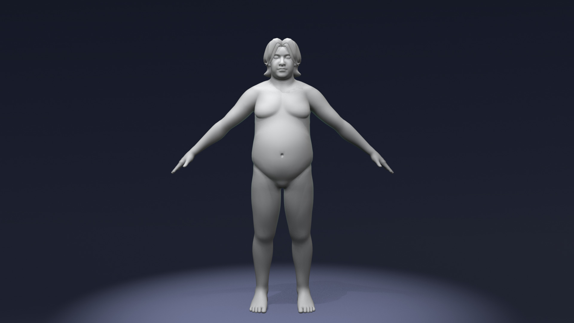 Stylized Fat Male Body Base Mesh Rigged with IK FK Switch Low-poly 3D model_3