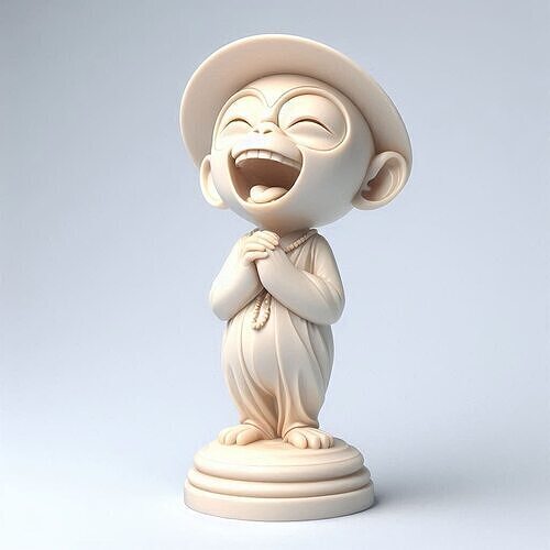 38 Laughing Monkey 3D Printed Full Figure Statue  fantasy art 3D print model