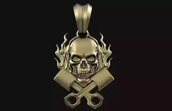 Skull and piston pendant