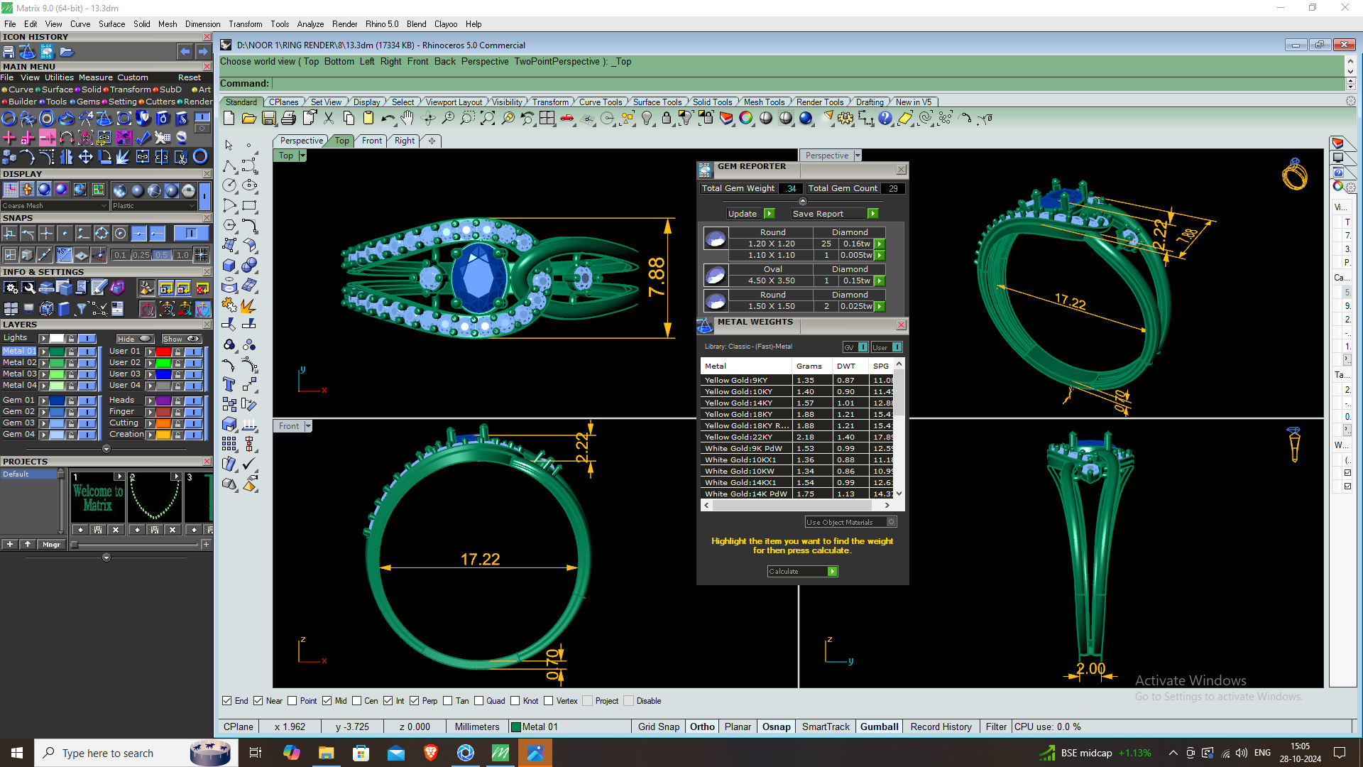 ROUND DIAMOND RING -CAD-025 3D model_12