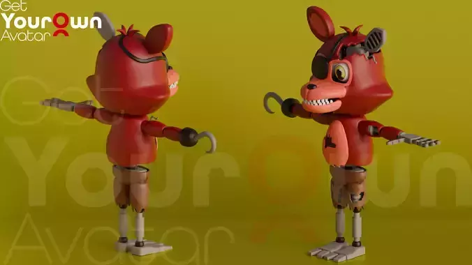 Foxy Reimagined A Stylized 3D Animatronic For SFM Low-poly 3D model