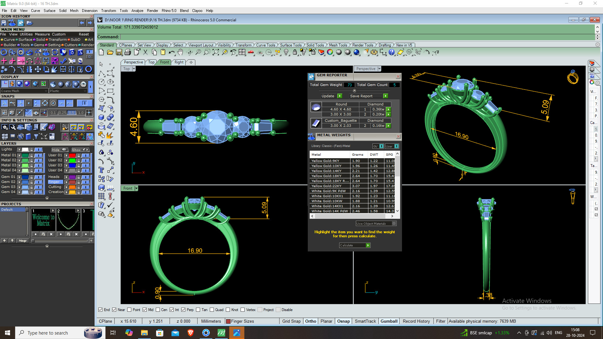 ROUND DIAMOND RING -CAD-030 3D model_12