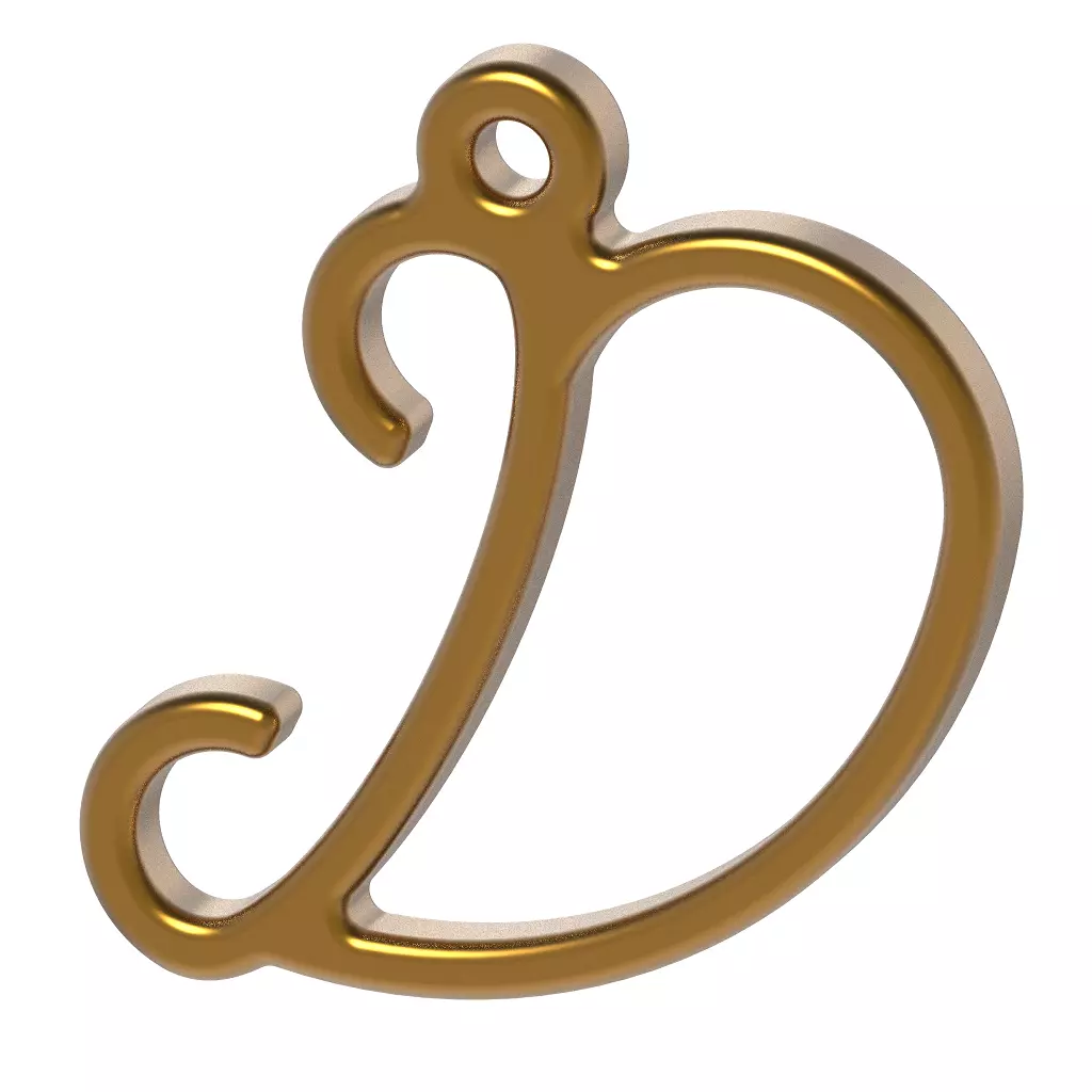 Stylish Pendant Letter D 3D print model_0