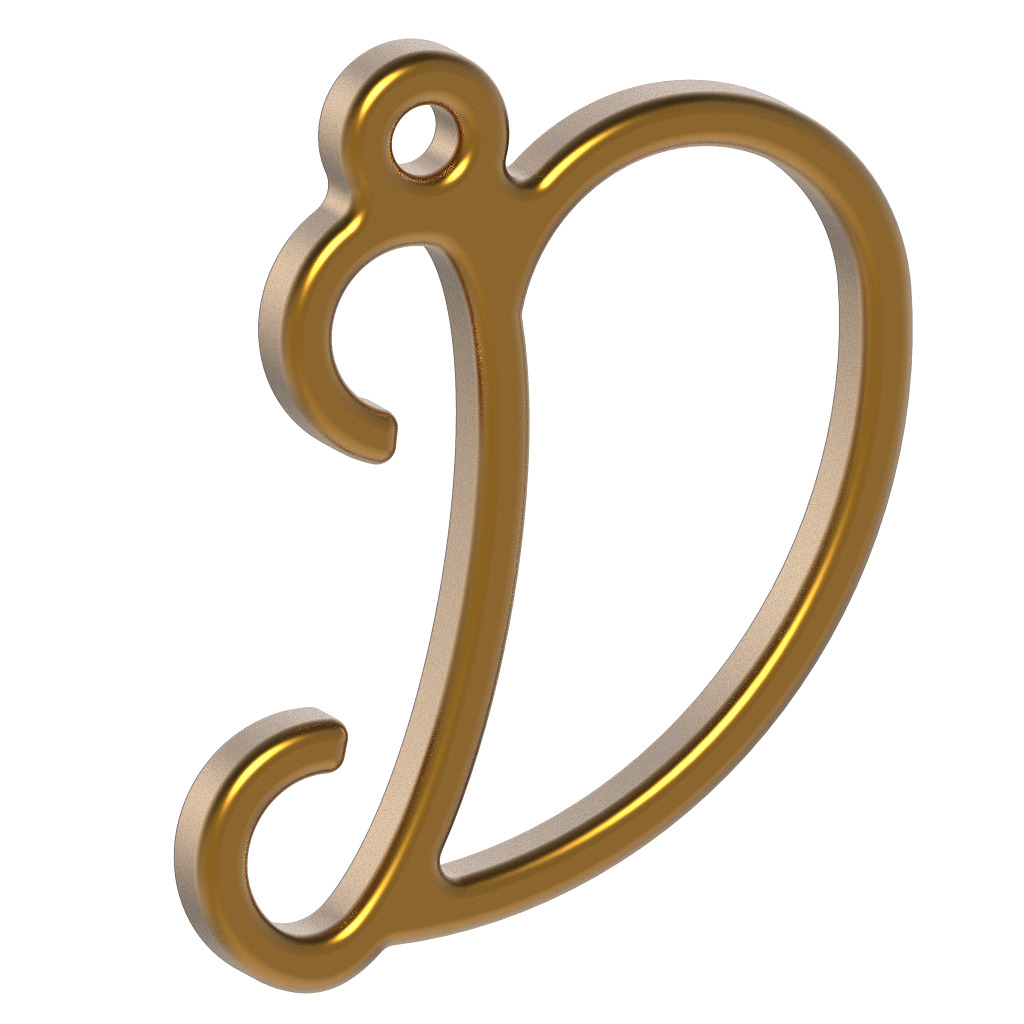 Stylish Pendant Letter D 3D print model_1