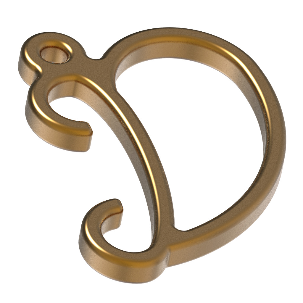 Stylish Pendant Letter D 3D print model_3