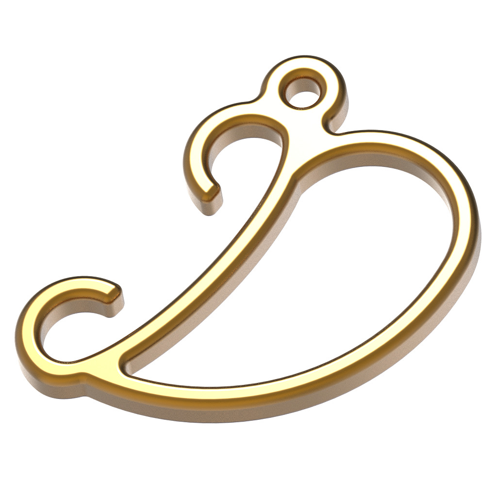 Stylish Pendant Letter D 3D print model_2