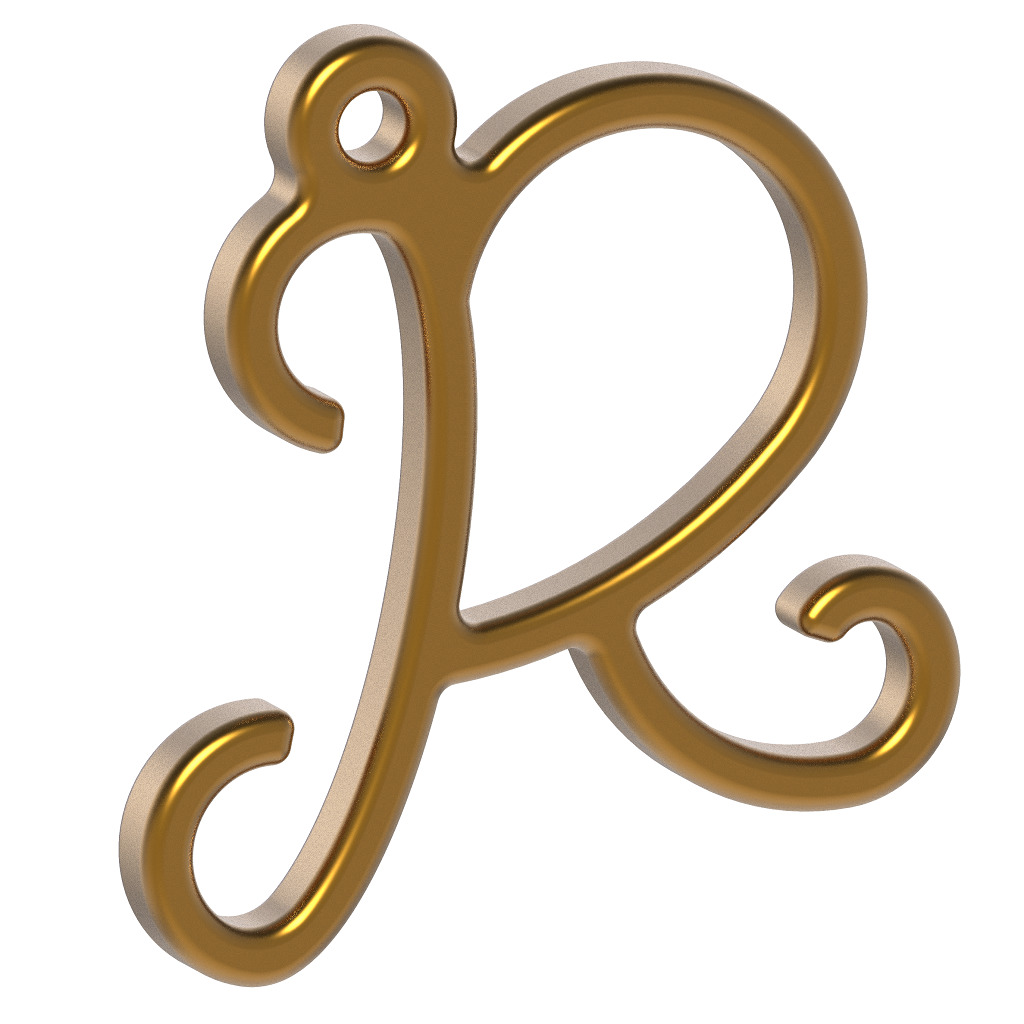 Stylish Pendant Letter R 3D print model_1