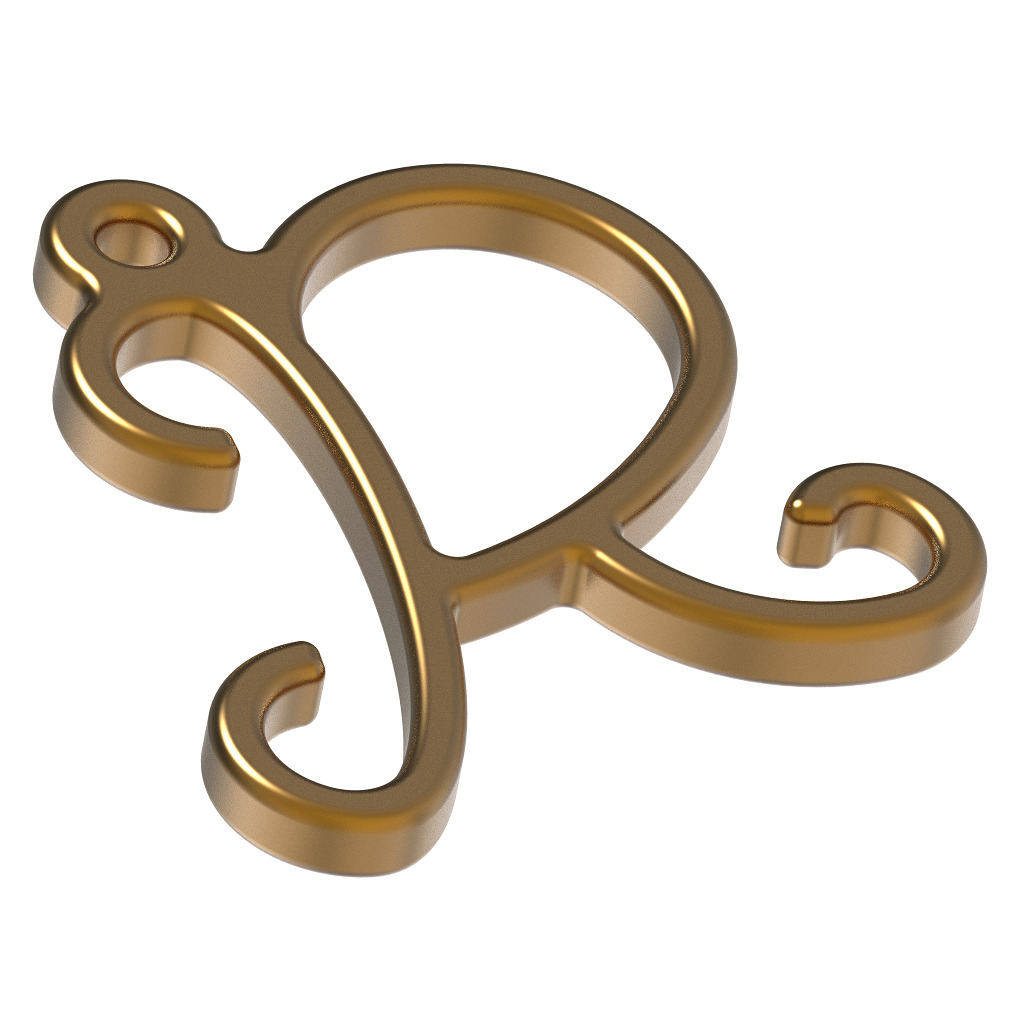 Stylish Pendant Letter R 3D print model_3