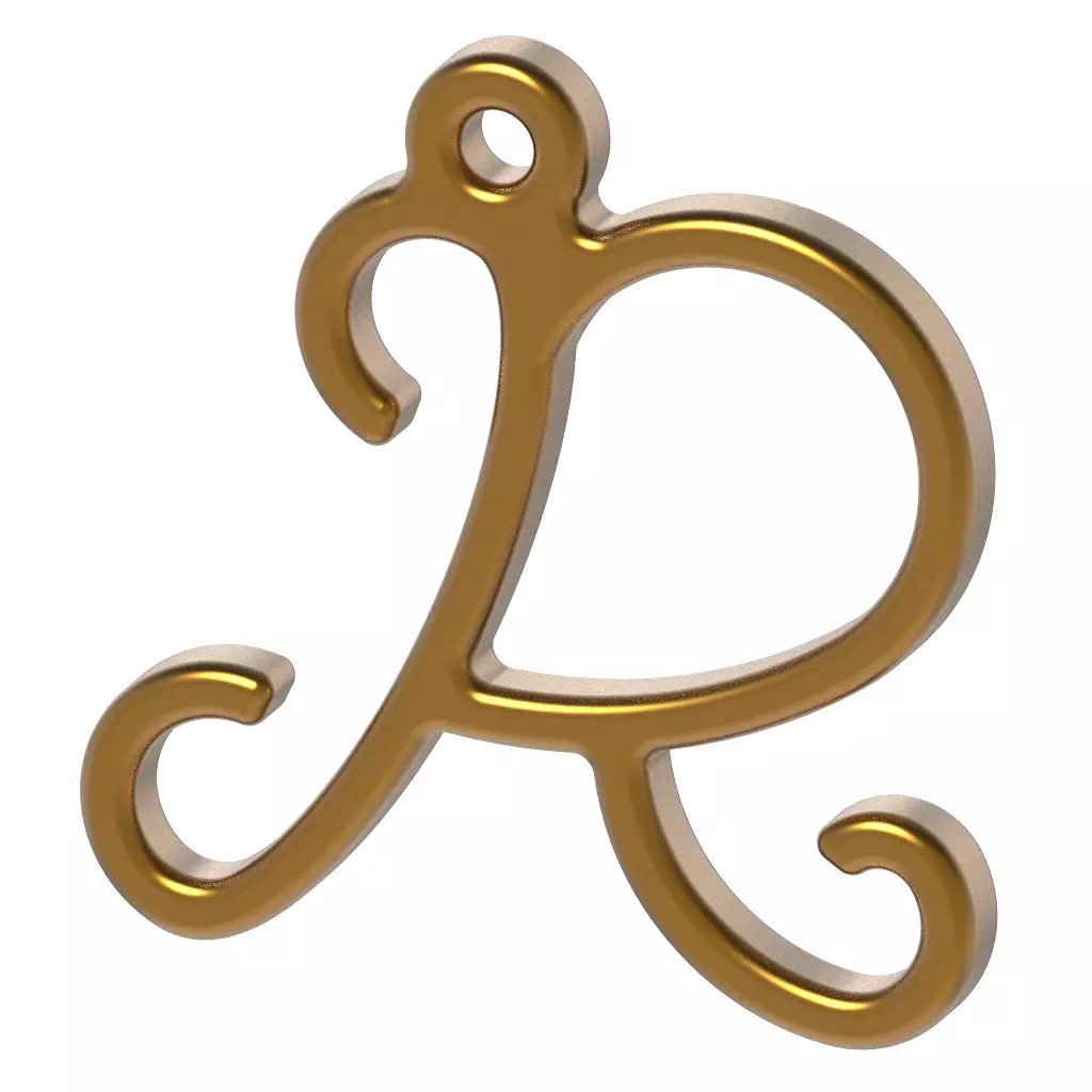 Stylish Pendant Letter R 3D print model_0