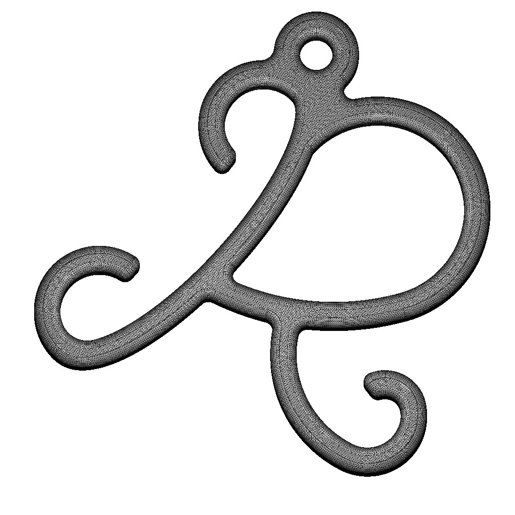 Stylish Pendant Letter R 3D print model_4