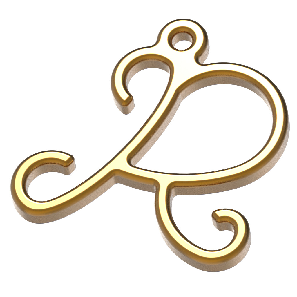 Stylish Pendant Letter R 3D print model_2