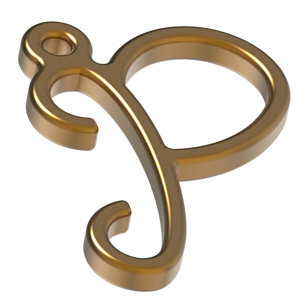 Stylish Pendant Letter P 3D print model_3