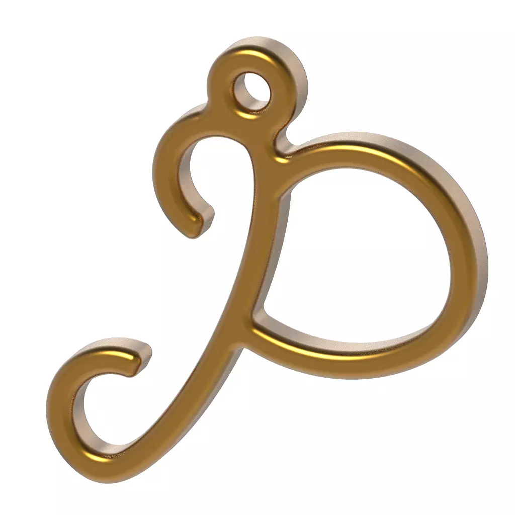 Stylish Pendant Letter P 3D print model_0