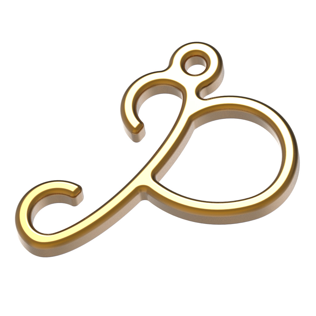 Stylish Pendant Letter P 3D print model_2
