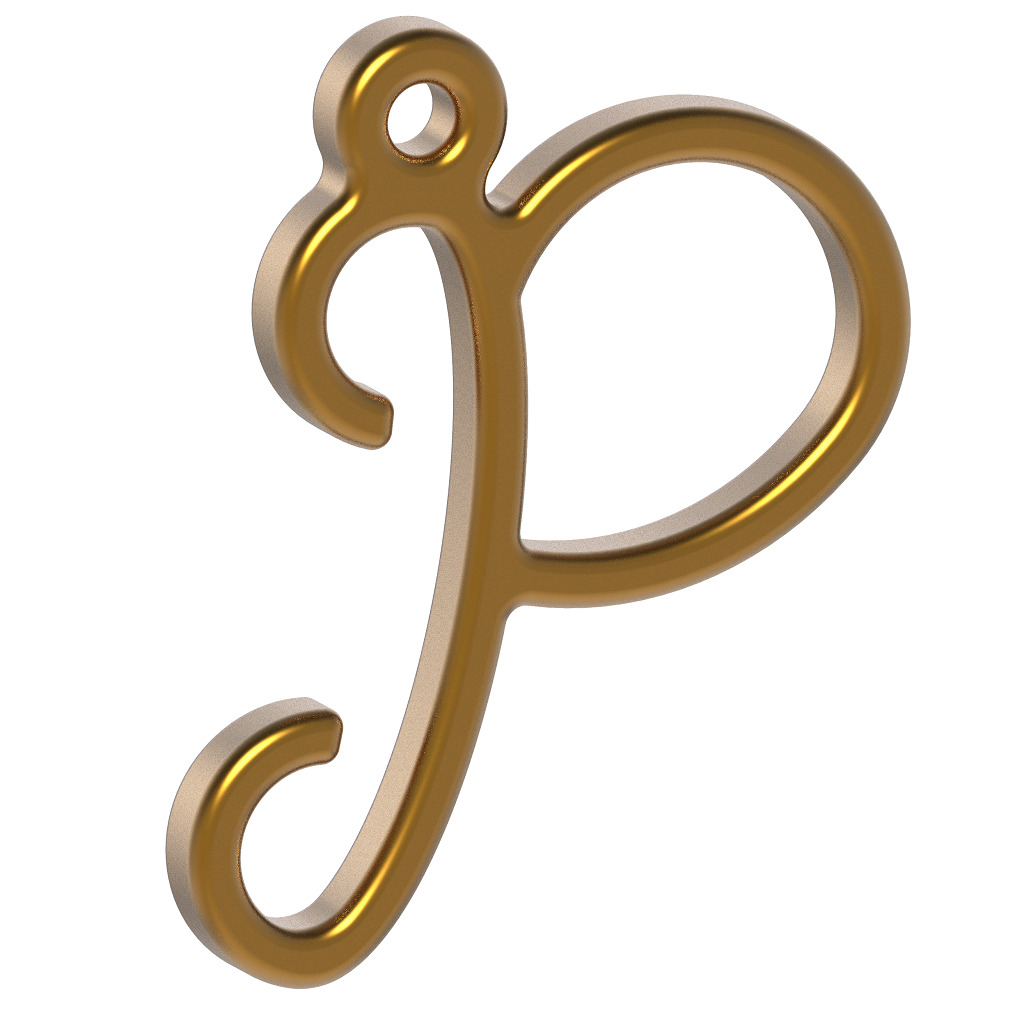 Stylish Pendant Letter P 3D print model_1