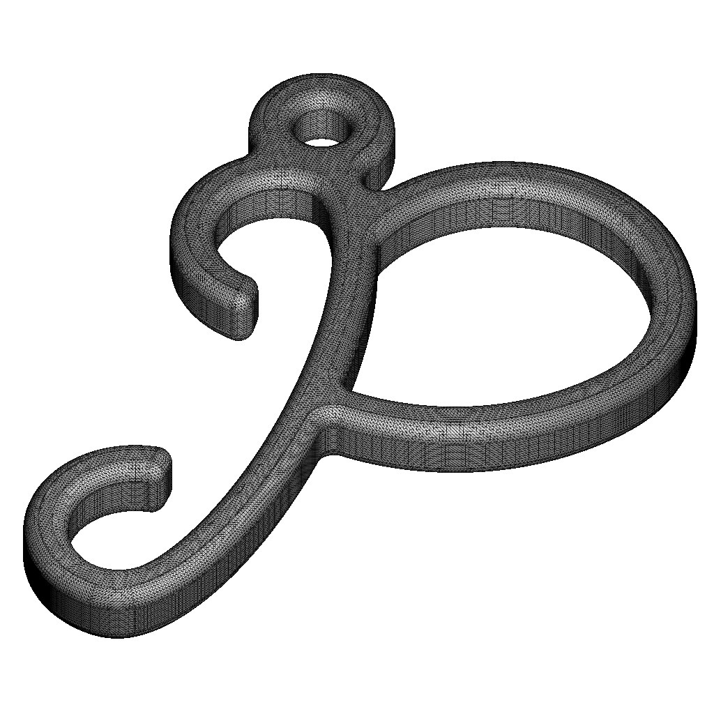 Stylish Pendant Letter P 3D print model_4