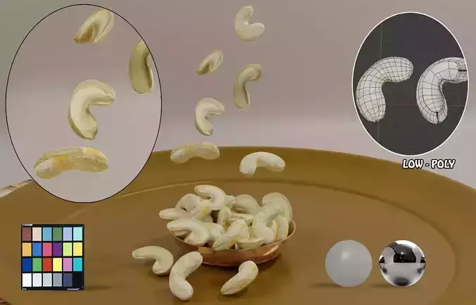 Cashew Nuts 3D Low-poly 3D model