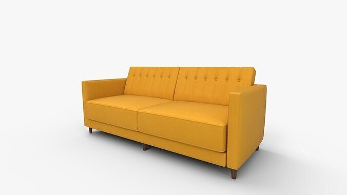 Perdue Velvet Square Arm Convertible Sleeper Low-poly 3D model 7