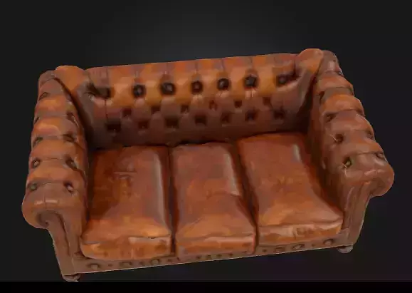 3D MODEL Realistic Chesterfield Leather Sofa  Vintage Brown