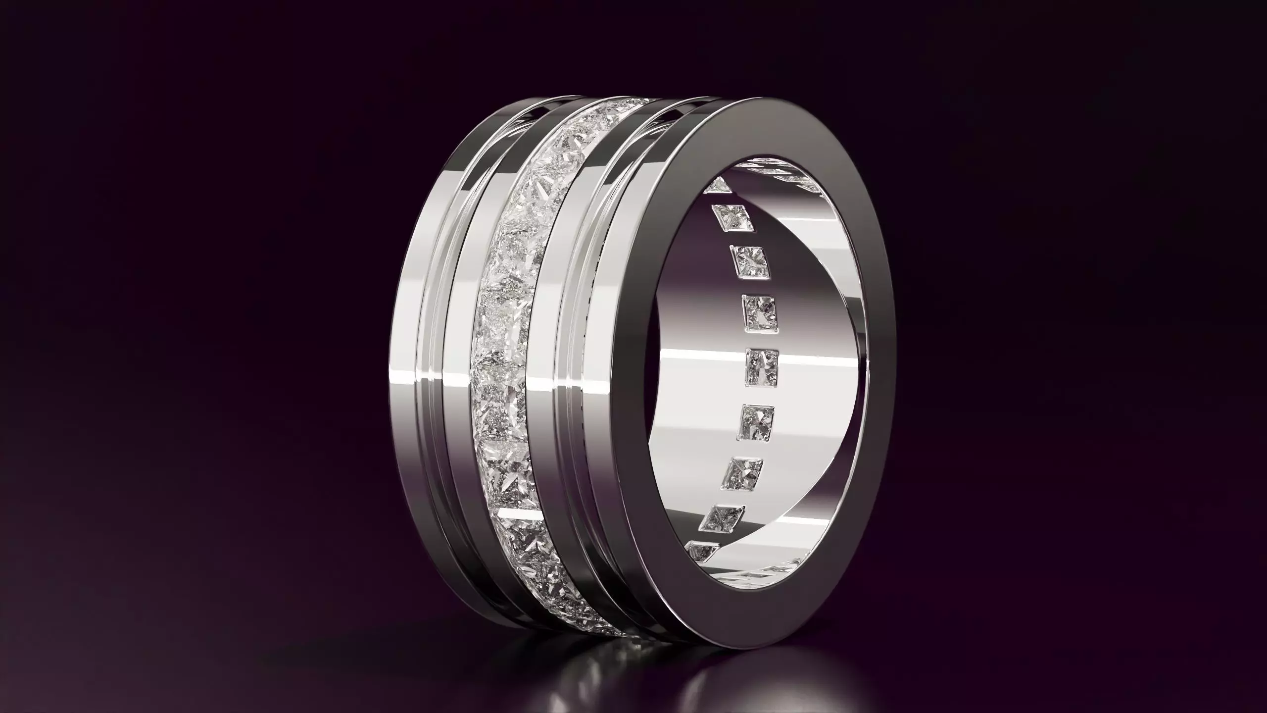 princess cut eternity ring N16 52EU size 3D print model