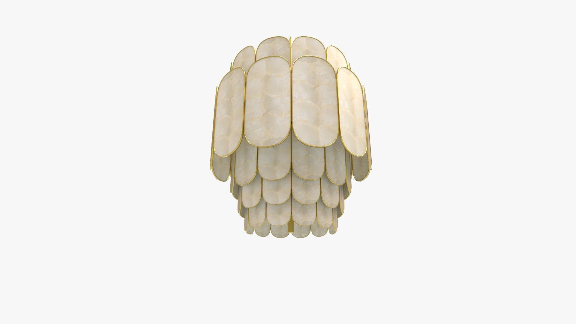Tier Capiz and Metal Chandelier 3D model_3