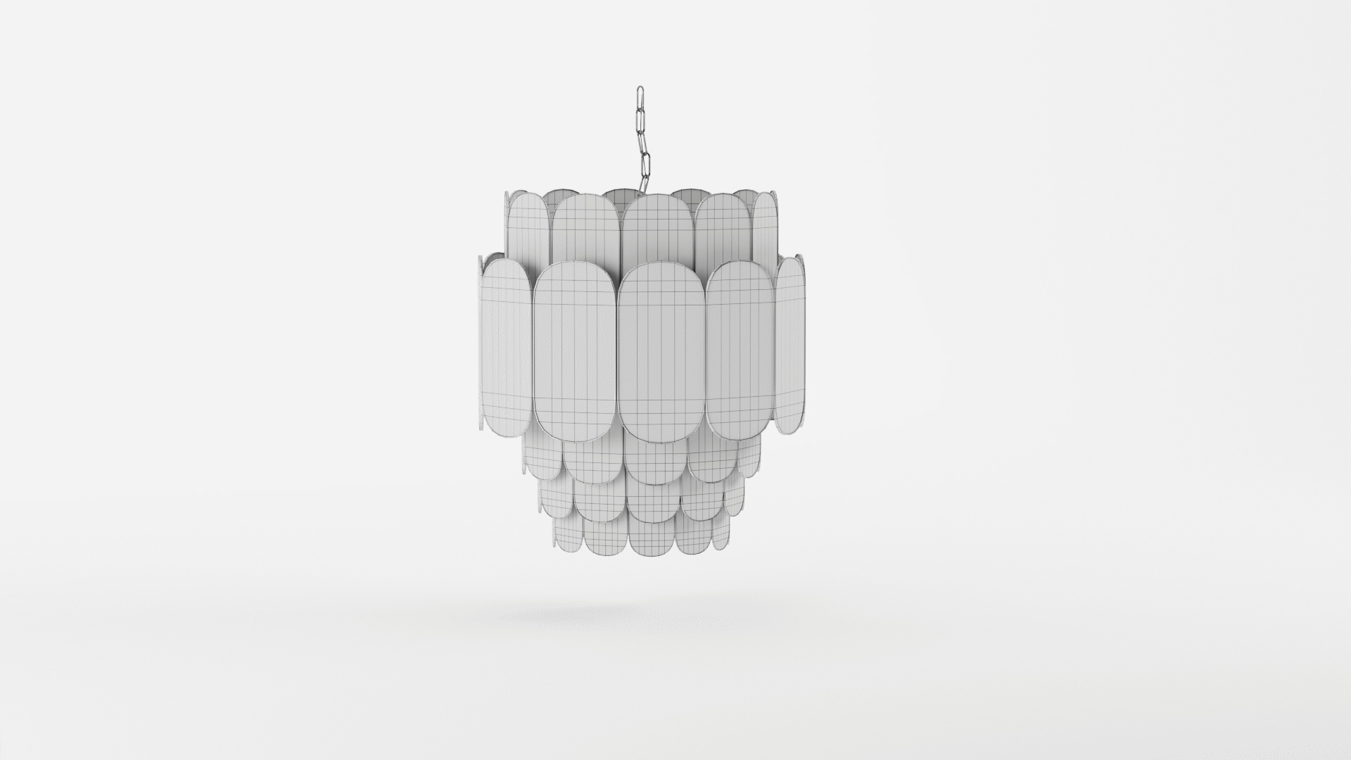Tier Capiz and Metal Chandelier 3D model_11