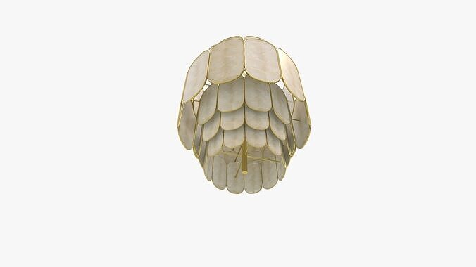 Tier Capiz and Metal Chandelier 3D model 6