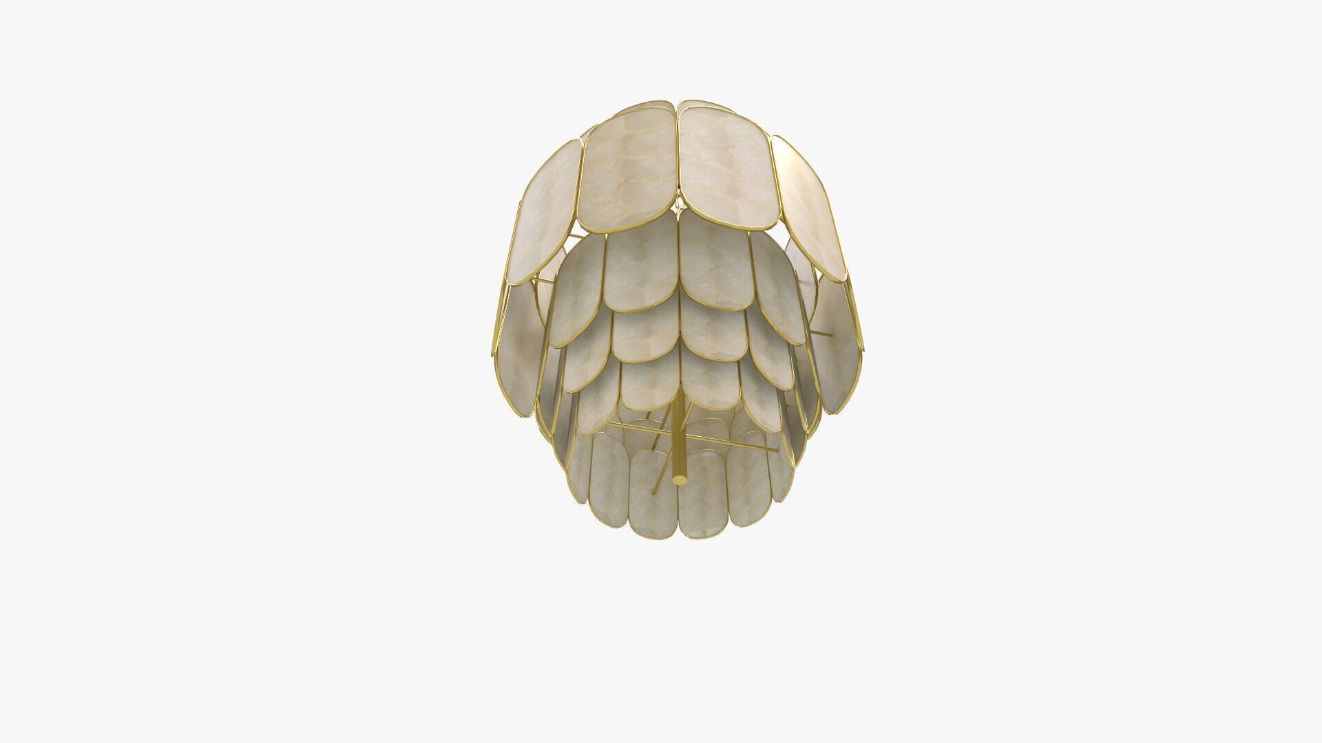 Tier Capiz and Metal Chandelier 3D model_5