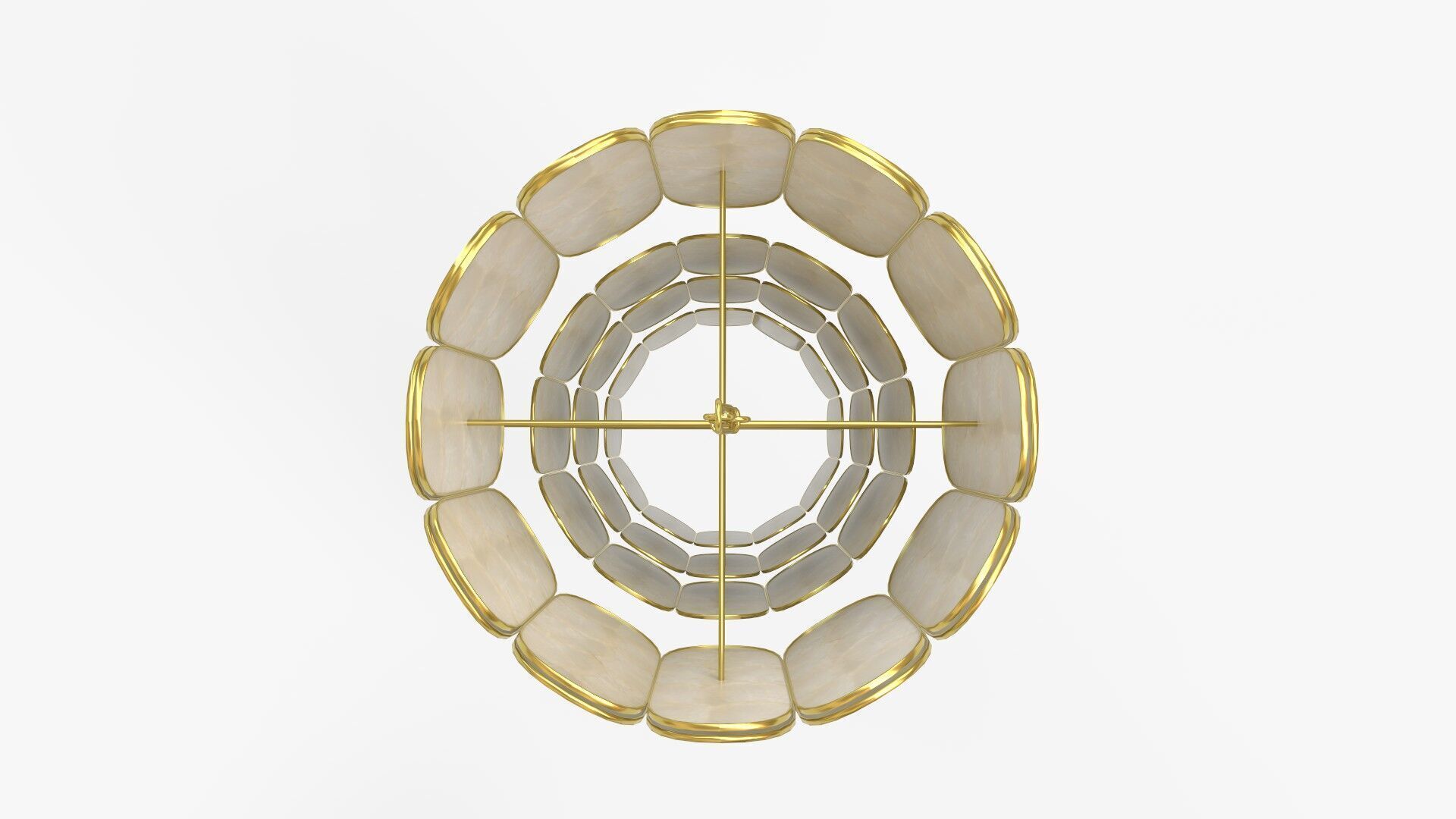 Tier Capiz and Metal Chandelier 3D model_9