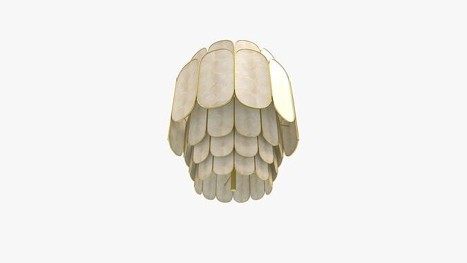 Tier Capiz and Metal Chandelier 3D model 5