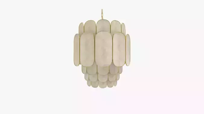 Tier Capiz and Metal Chandelier 3D model