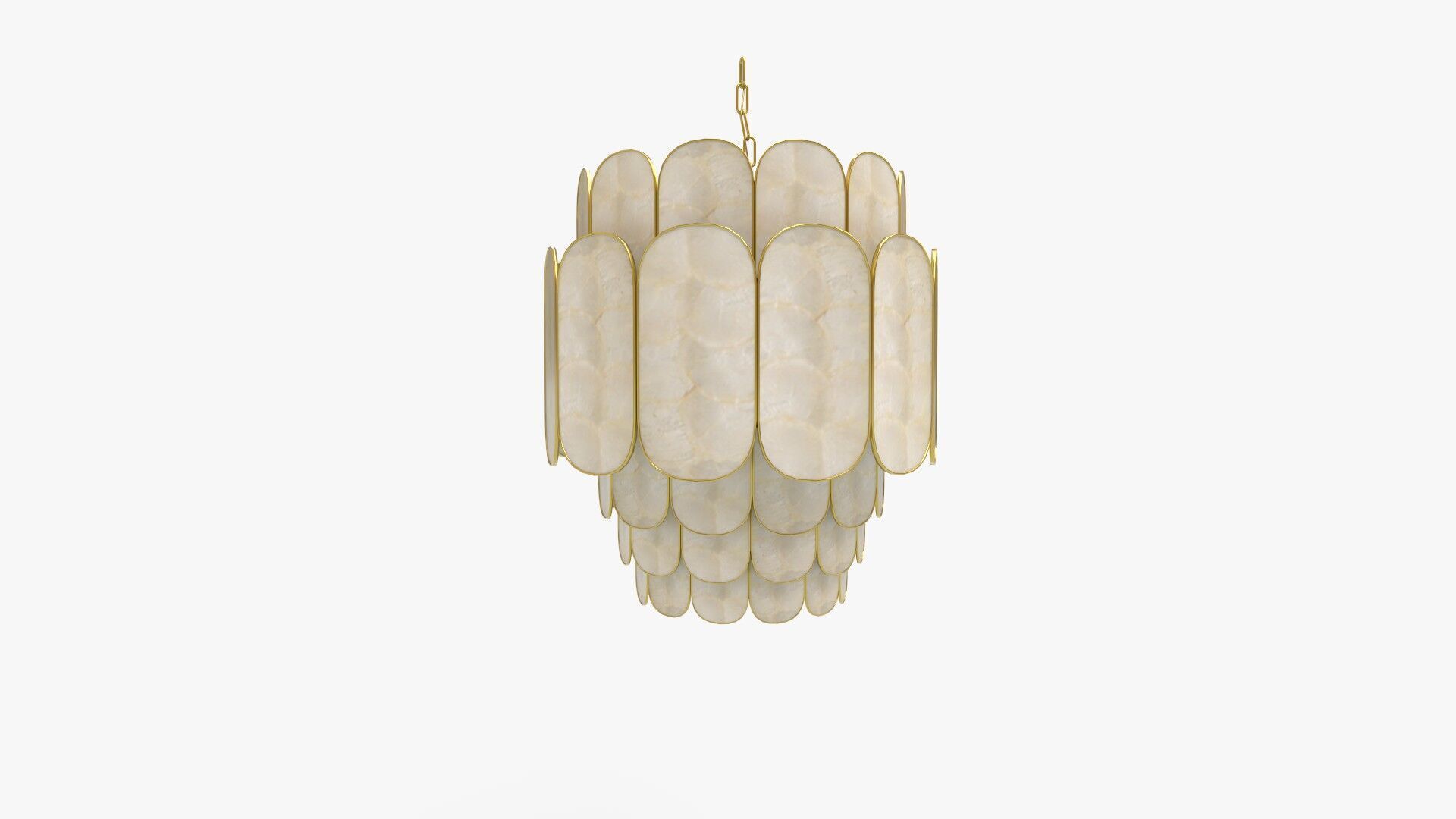 Tier Capiz and Metal Chandelier 3D model_1