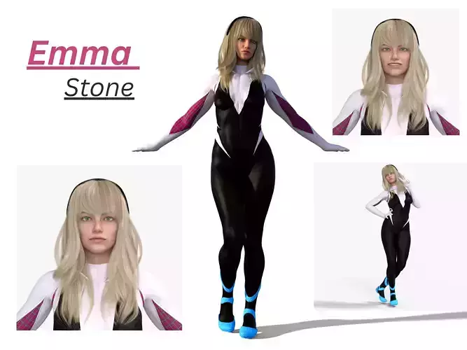 Spider Gwen Emma Stone Rigged Low-poly 3D model