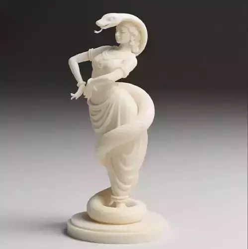 41 Dancing Two Headed Snake Woman 3D Printed Statue wild dog