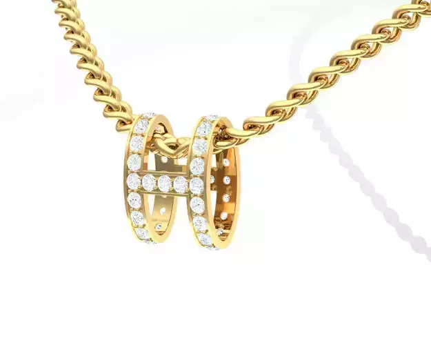 Pendent letter H for Women and Men diamond and gem 3D print model