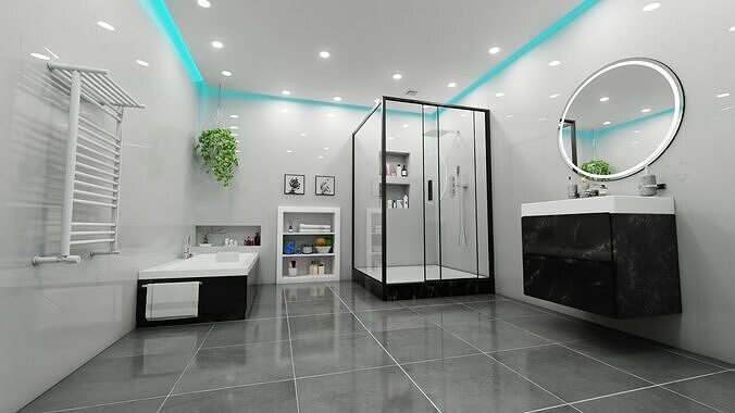 Modern Bathroom and Toilet 3D model