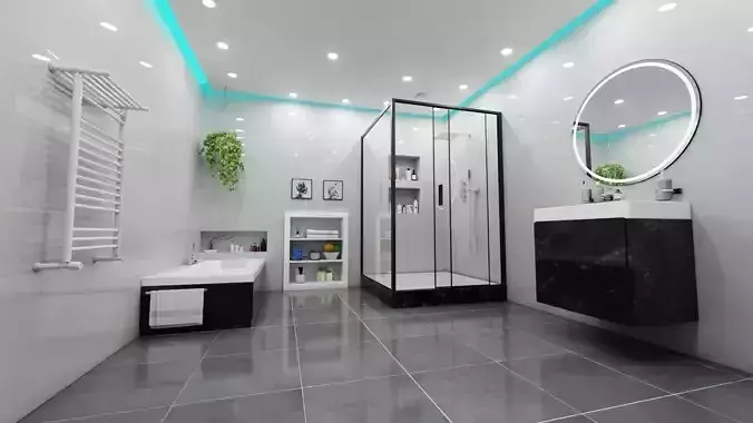 Modern Bathroom and Toilet 3D model