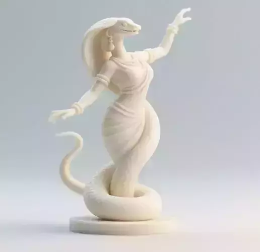 42 Dancing Snake Woman 3D Printed Statue wild dog