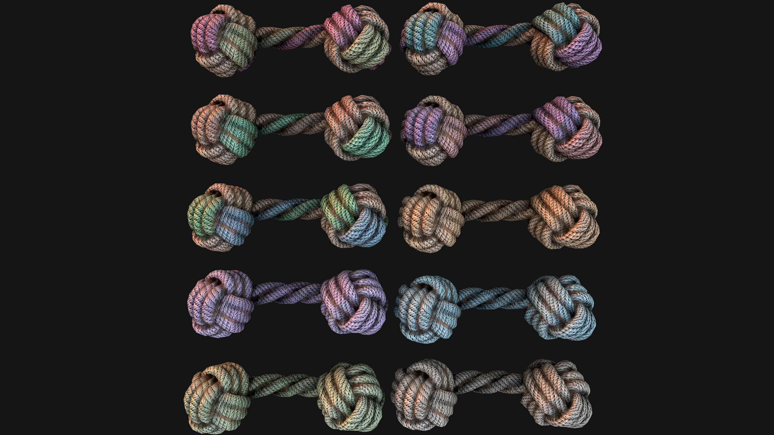 Pets Cats and Dogs Rope Dumbbell for Gnawing Chew Toy Low-poly 3D model_3