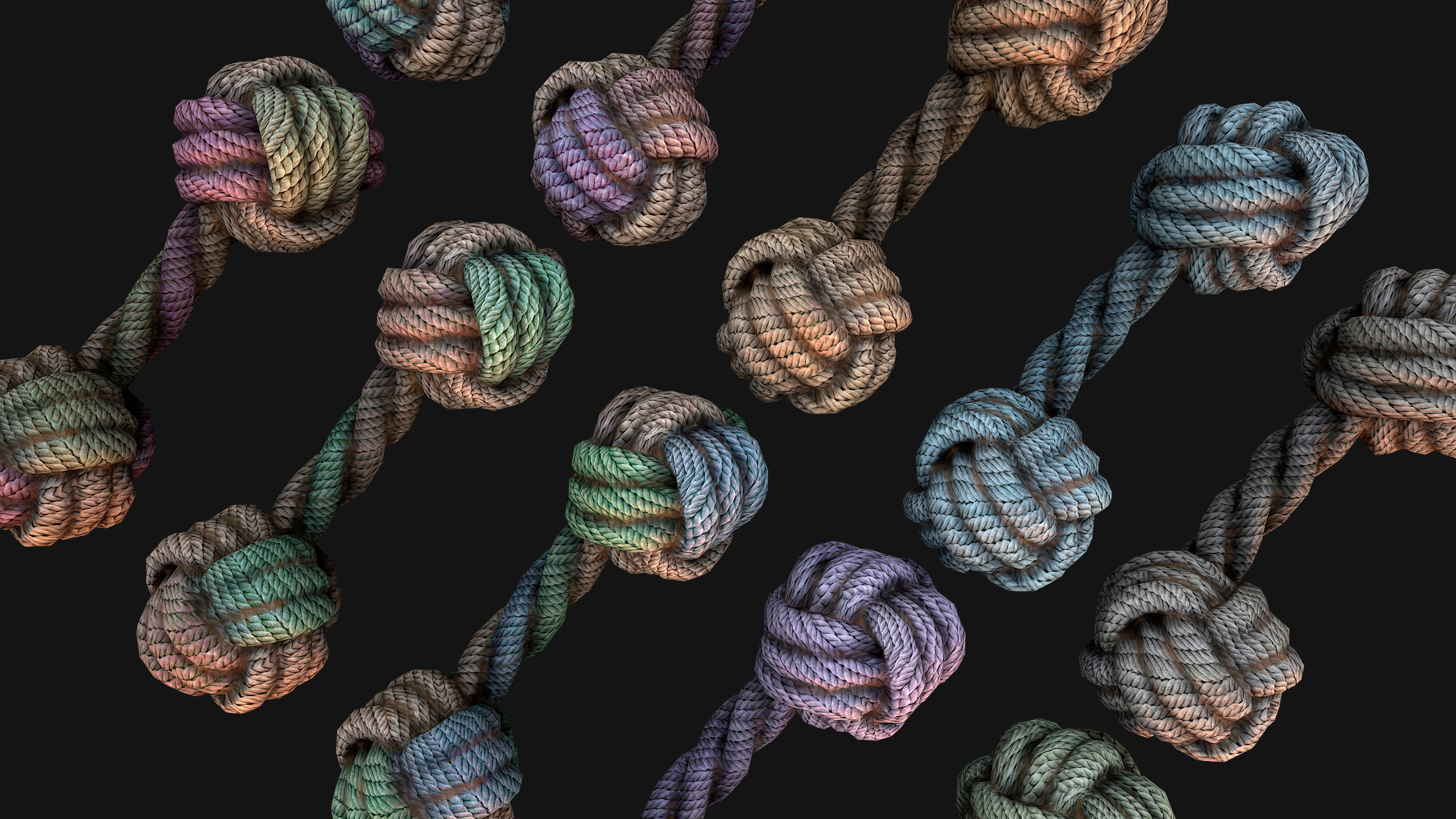 Pets Cats and Dogs Rope Dumbbell for Gnawing Chew Toy Low-poly 3D model_9