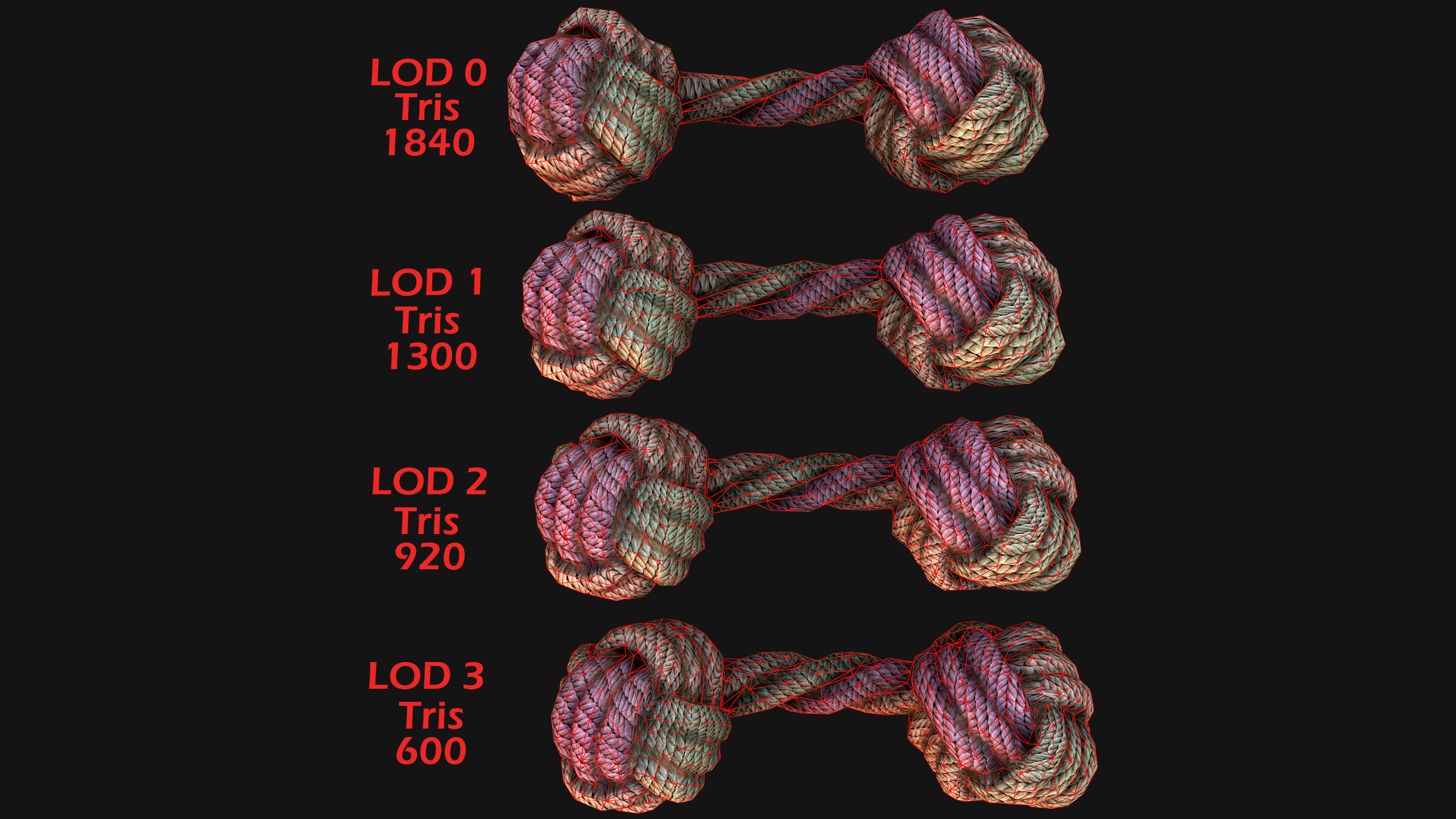 Pets Cats and Dogs Rope Dumbbell for Gnawing Chew Toy Low-poly 3D model_2