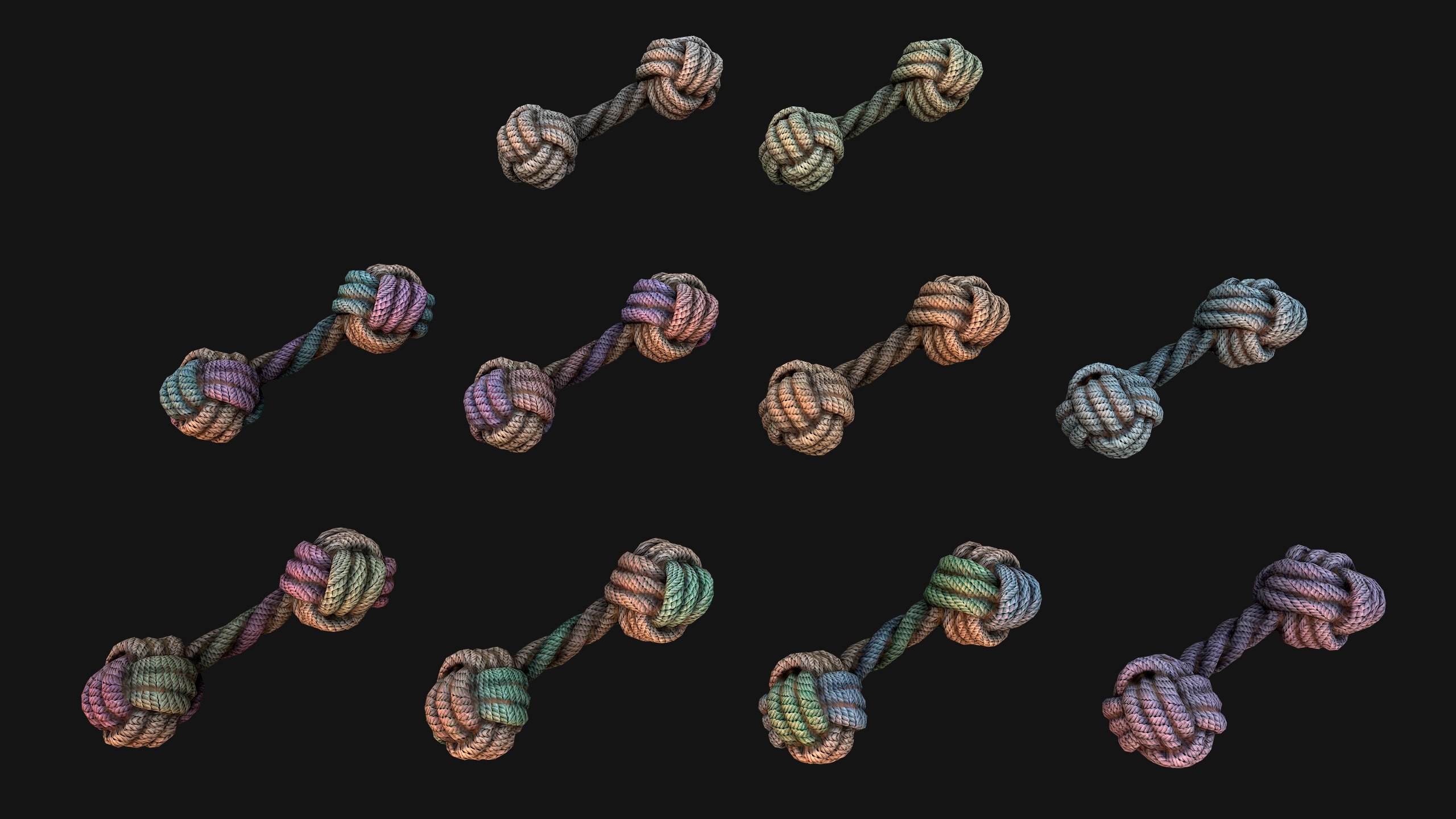 Pets Cats and Dogs Rope Dumbbell for Gnawing Chew Toy Low-poly 3D model_4