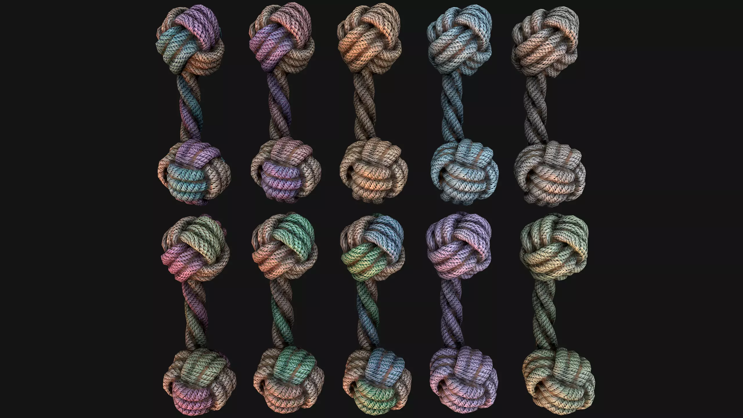 Pets Cats and Dogs Rope Dumbbell for Gnawing Chew Toy Low-poly 3D model_0