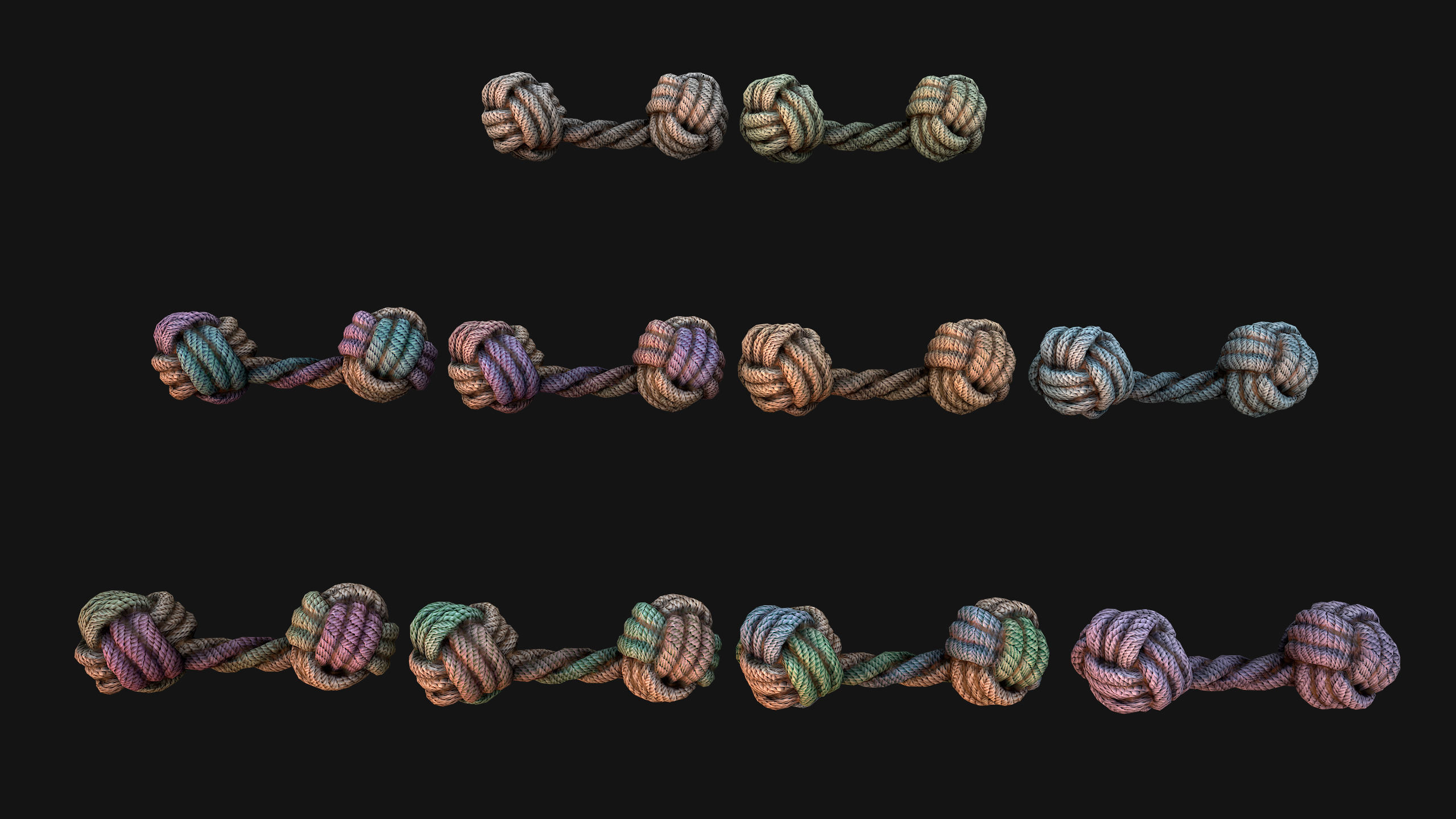 Pets Cats and Dogs Rope Dumbbell for Gnawing Chew Toy Low-poly 3D model_7