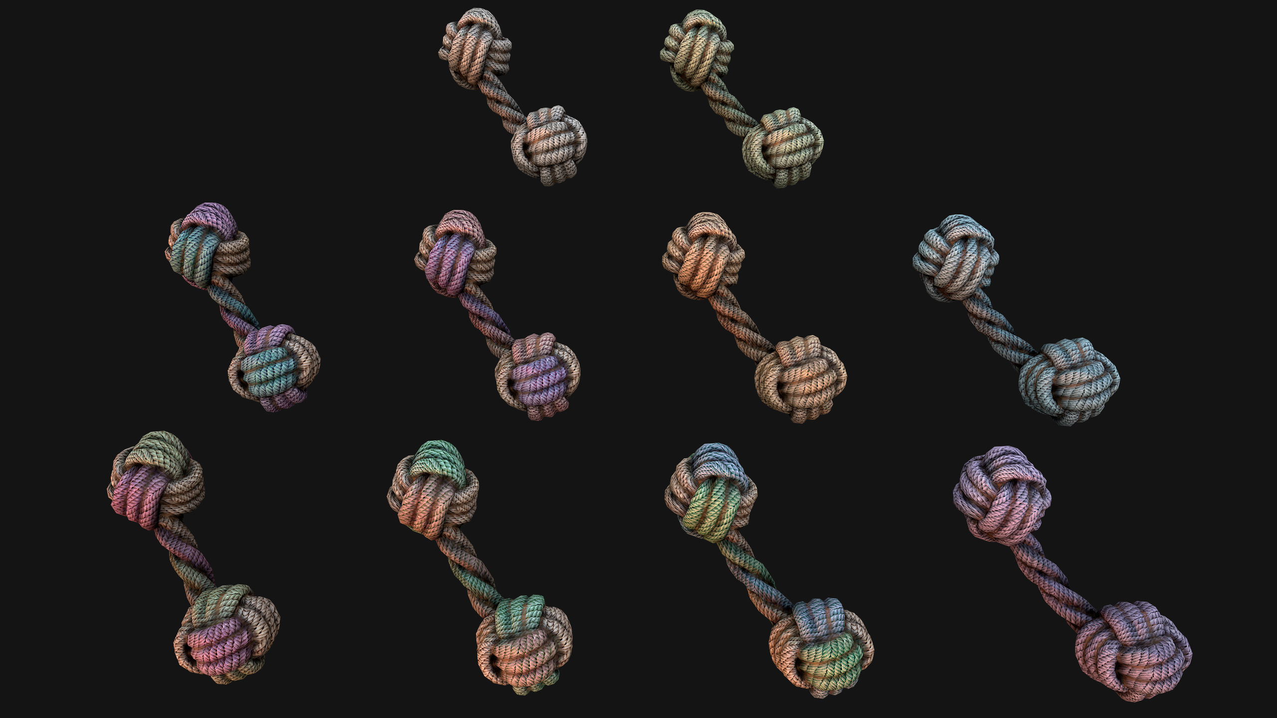 Pets Cats and Dogs Rope Dumbbell for Gnawing Chew Toy Low-poly 3D model_6