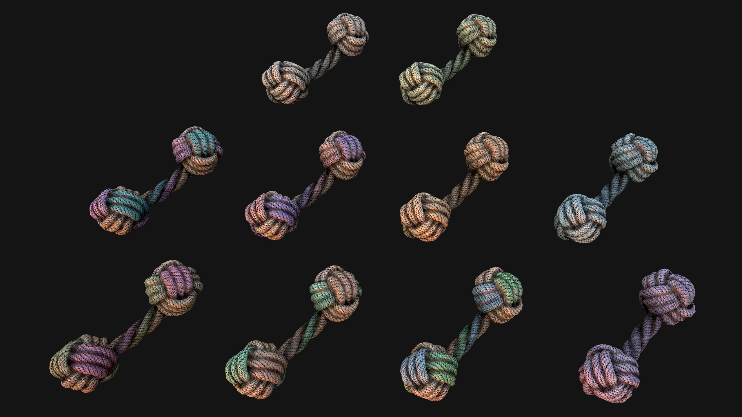 Pets Cats and Dogs Rope Dumbbell for Gnawing Chew Toy Low-poly 3D model_8