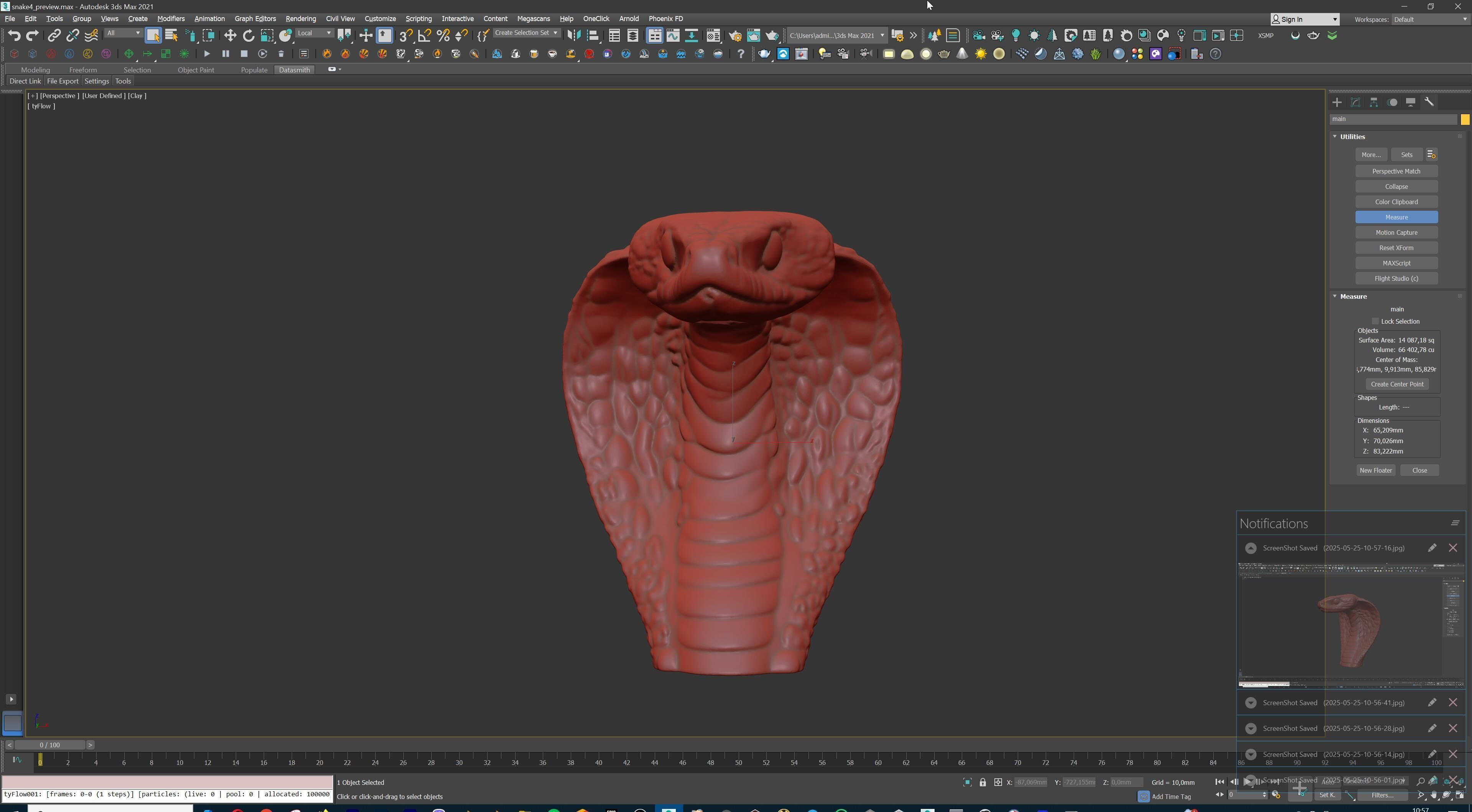 Coiled Snake Form Stylized Serpent Sculpture 3D print model_23